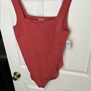 NWT Old Navy square neck Brick Red Bodysuit size medium